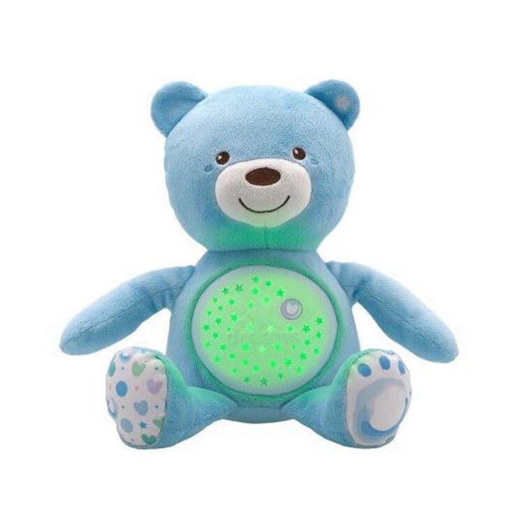Chicco medvedík s projektorom modráCHICCO Medvedík uspávačik s projektorom a hudbou Baby Bear First Dreams - modrá 0m