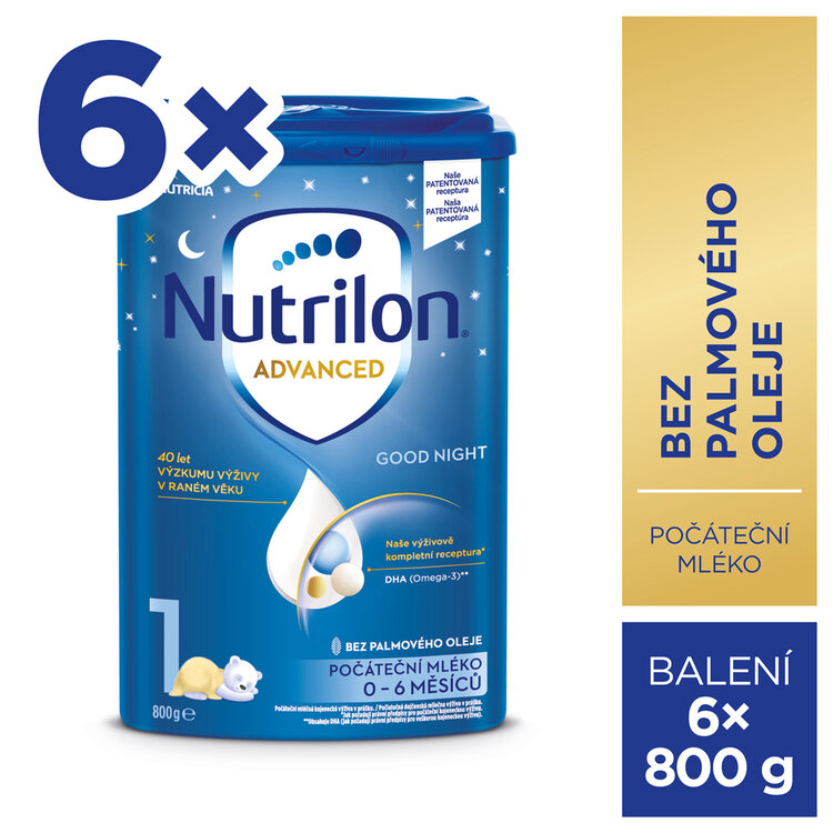 NUTRILON Mlieko počiatočné dojčenské 1 Advanced Good Night 6x 800 g 0