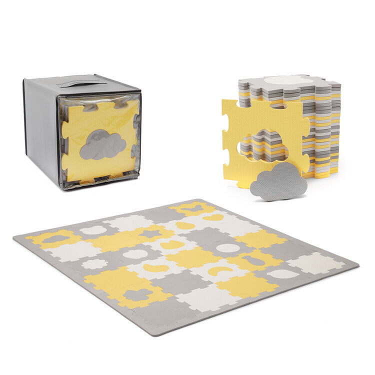 KINDERKRAFT Podložka penová puzzle Luno Shapes 185 x 165 cm Yellow 30ks Premium