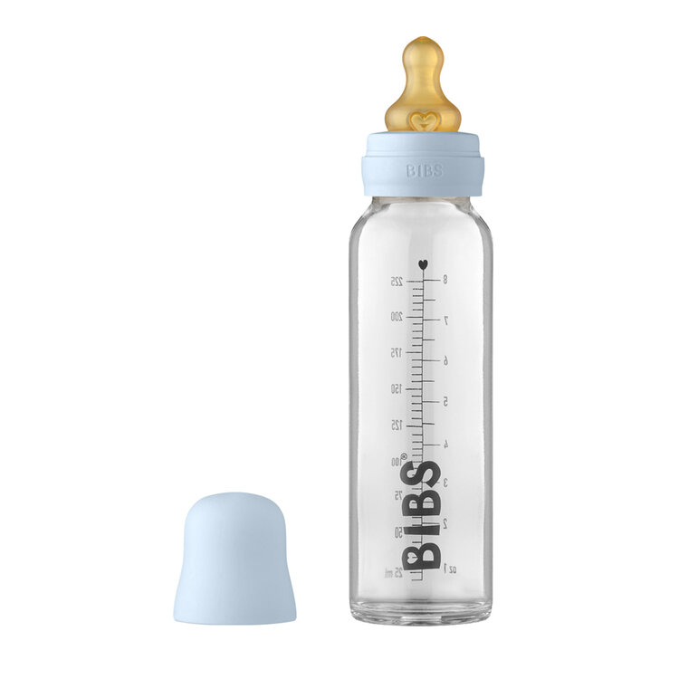 BIBS Fľaša Baby Bottle sklenená 225 ml Baby Blue