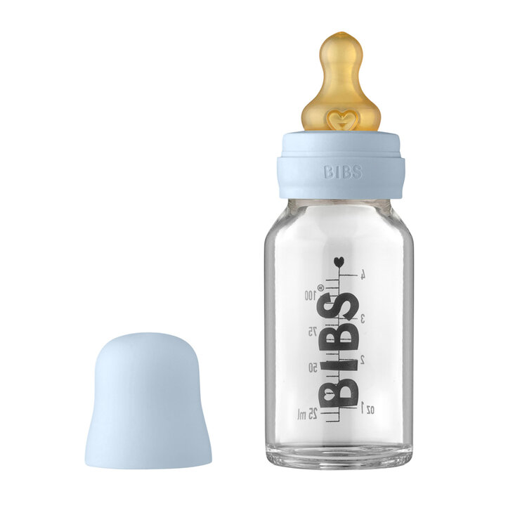 BIBS Fľaša Baby Bottle sklenená 110 ml Baby Blue