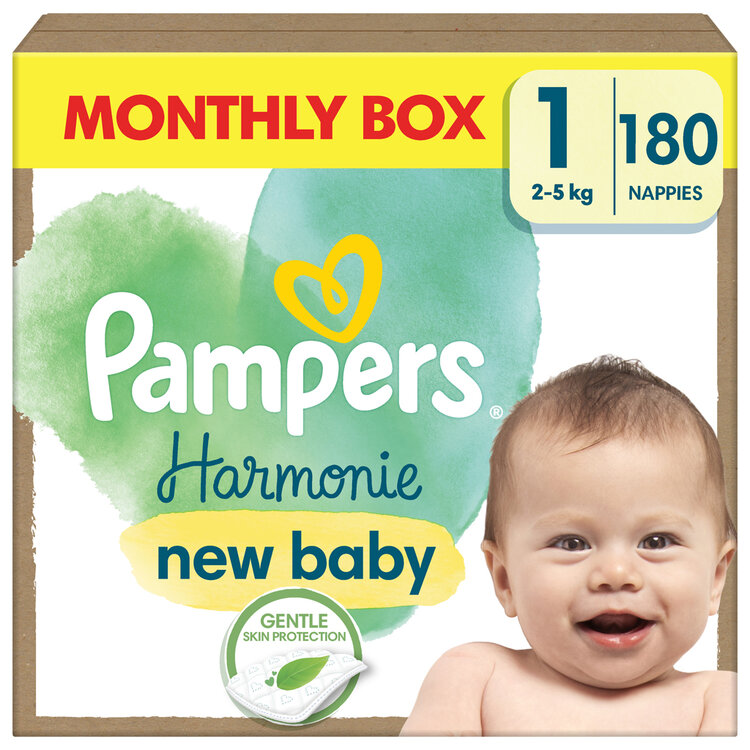 PAMPERS Plienky jednorázové Harmonie Baby veľ. 1 180 ks 2kg-5kg