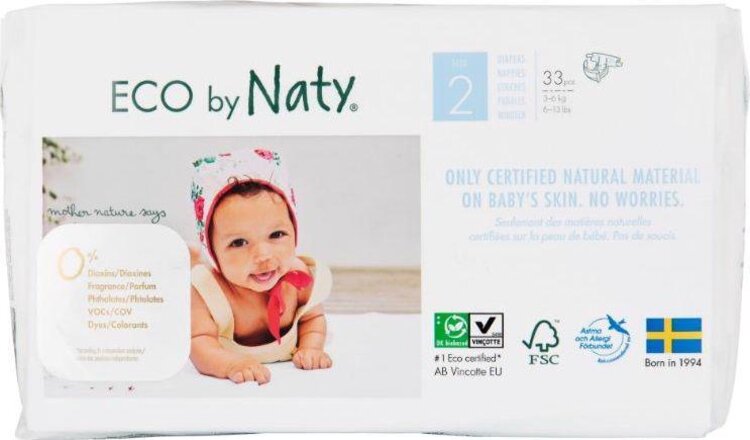 Naty Nature Babycare 2 MINI 3-6 kg 33 ksECO BY NATY Plienky jednorazové 2 (3-6 kg) 33 ks