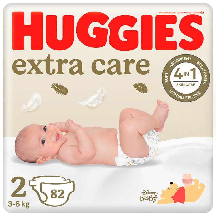 HUGGIES Elite Soft 1 2× 82 ksHUGGIES® Extra Care plienky jednorazové 2 (3-6 kg) 82 ks