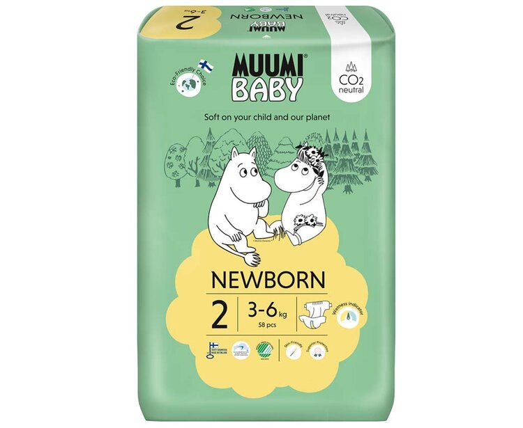 MUUMI Baby 2 Newborn 3-6 kg (58 ks) eko plienky
