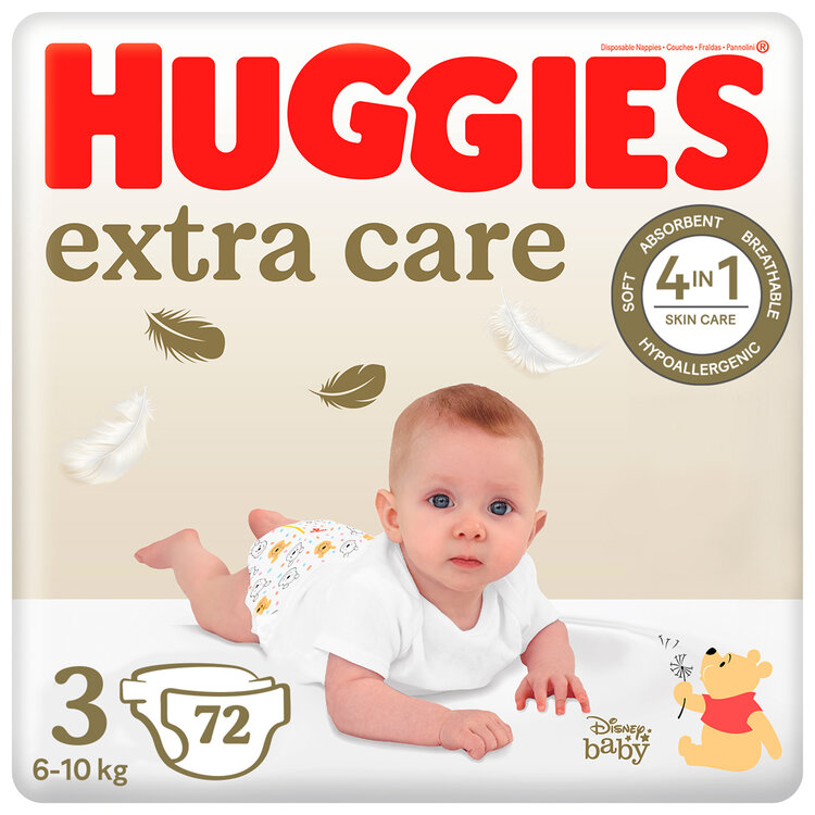 HUGGIES® Plienky jednorázové Elite Soft veľ. 3 72 ksHUGGIES® Extra Care plienky jednorazové 3 (6-10 kg) 72 ks