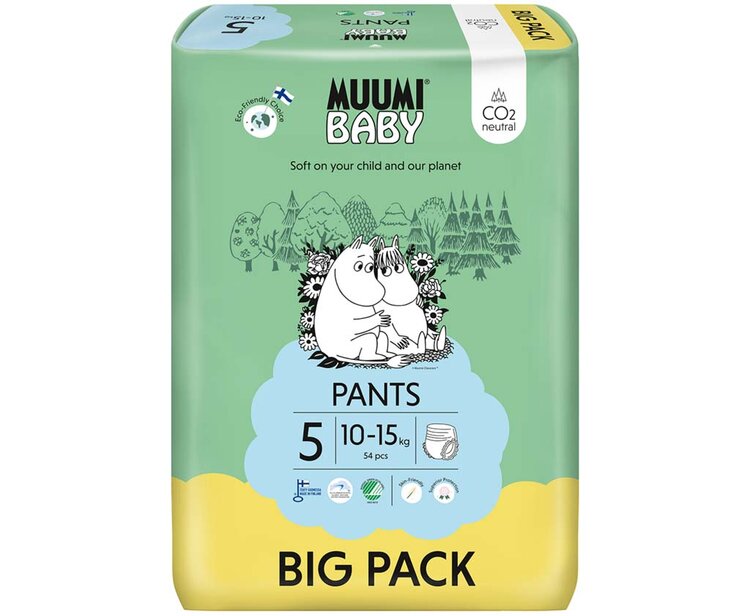MUUMI Baby Pants 5 Maxi 10-15 kg (54 ks) nohavičkové eko plienky
