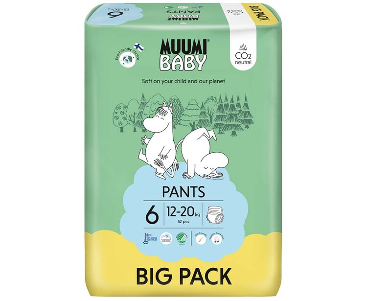 MUUMI Baby Pants 6 Junior 12-20 kg (52 ks) nohavičkové eko plienky