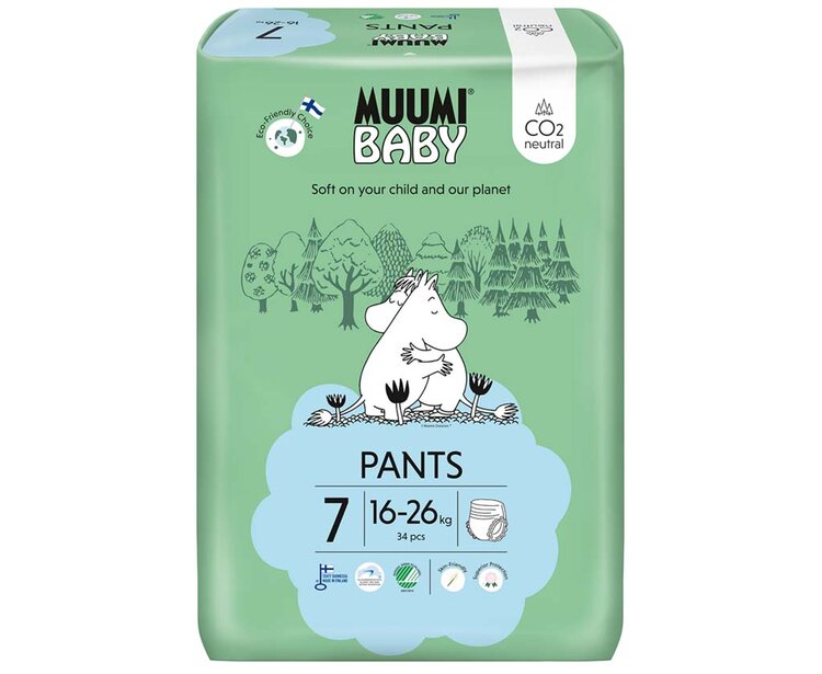 MUUMI Baby Pants 7 XL 16-26 kg (34 ks) nohavičkové eko plienky
