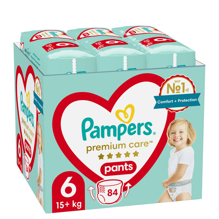 PAMPERS Premium Care plienkové nohavičky 6 (84 ks) 15 kg