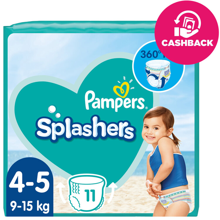 Pampers Pants Splashers 4-5 9-15 kg 11 ksPAMPERS Nohavičky plienkové do vody Splashers vel.4 (11 ks) 9-15 kg
