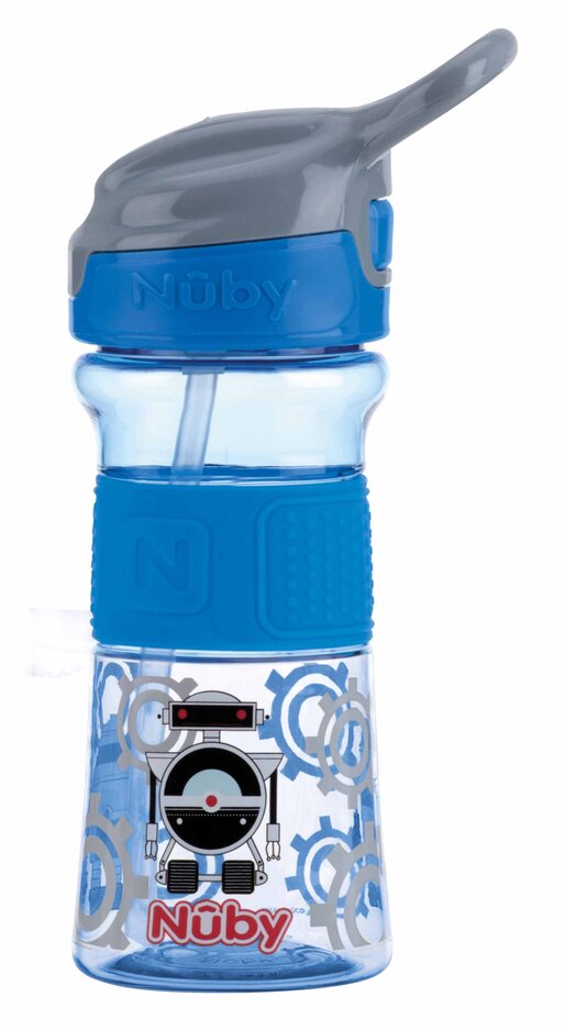 NUBY Fľaša športová s mäkkou sklopiteľnou slamkou 360 ml modrá 3