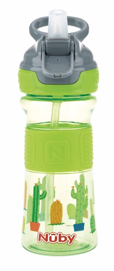 NUBY Fľaša športová s mäkkou sklopiteľnou slamkou 360 ml zelená 3
