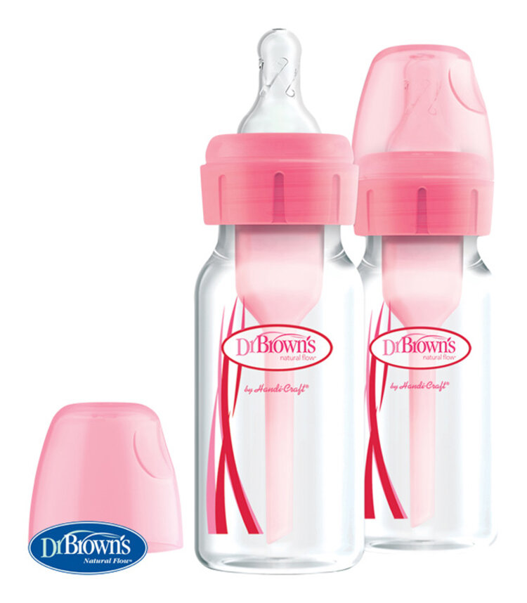 Dr.Brown´s Fľaša antikolik Options  úzka plast ružová 2 x 120 mlDR.BROWNS Fľaša antikolik Options úzka 2x120 ml plast ružová