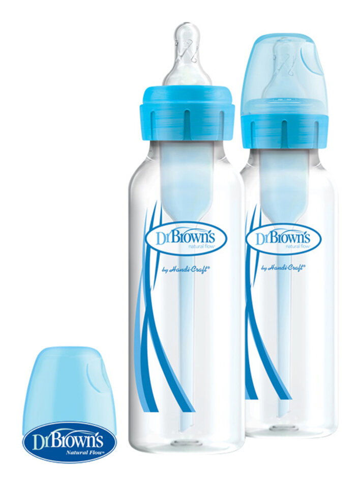 Dr.Brown´s Fľaša antikolik Options úzka plast modrá 2 x 250 mlDR.BROWNS Fľaša antikolik Options úzka 2x250 ml plast modrá