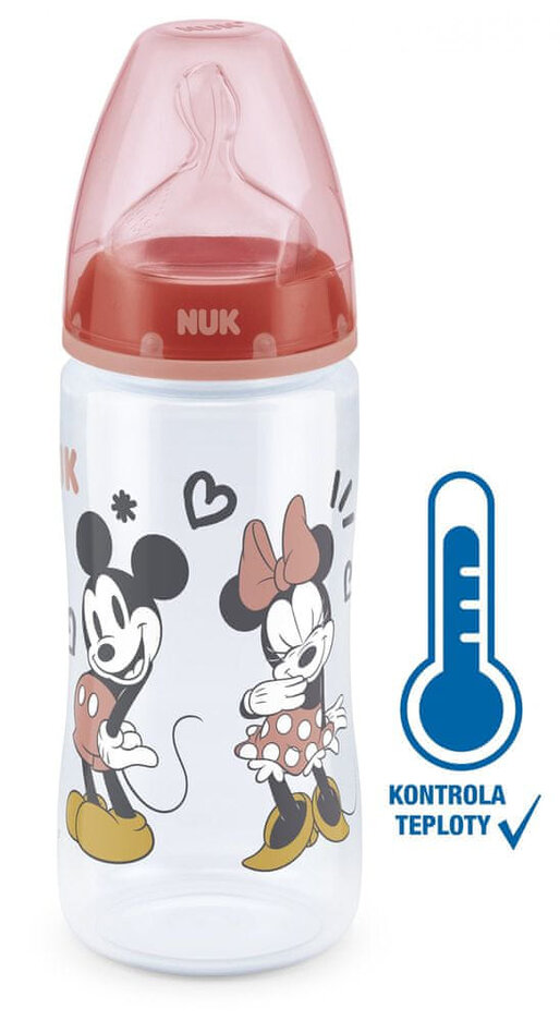 NUK FC fľaša Mickey s kontrolou teploty 300 ml - červená