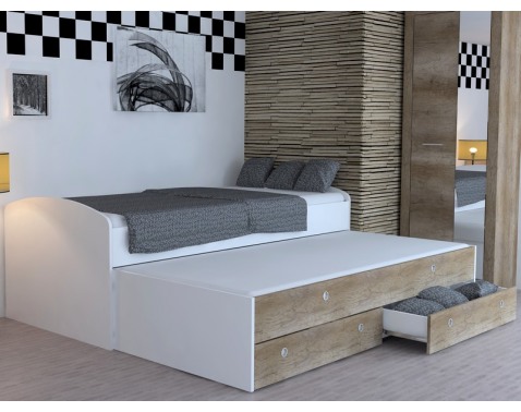 Rozkladacia posteľ Patrik Color 90x200 cm  biela dub canyon 