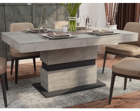 Jedálenský stôl Nestor 160x90 cm  betón   grafit  rozkladací 