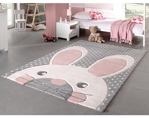 Detský koberec Diamond Kids 120x170 cm  šedý motív zajačik 
