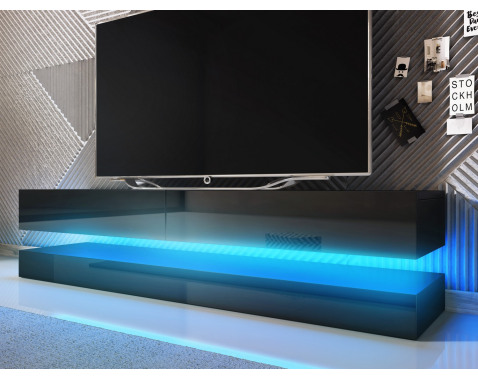 TV stolík s osvetlením Fly 140 cm  čierny lesk 