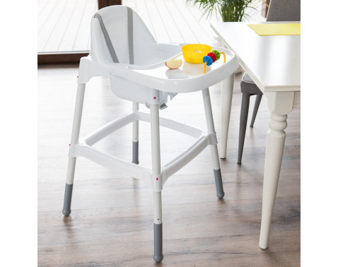 Vysoká detská stolička Dejan  biela sivá 