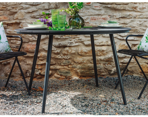 Okrúhly záhradný jedálenský stôl Parker 120 cm  čierny 