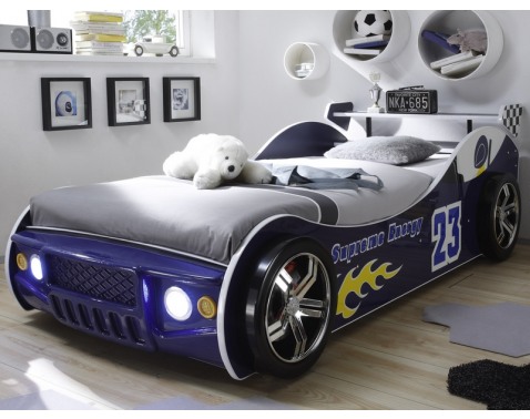 Detská posteľ Energy 90x200 cm  modrá pretekárska s osvetlením 
