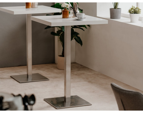 Barový stôl Quadrato 70x70 cm  biely nerez 