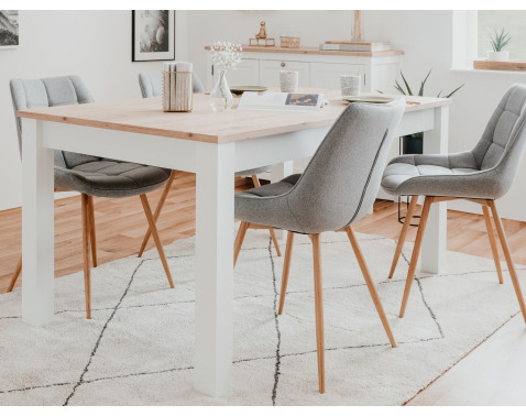 Rozkladací jedálenský stôl Bergen 160x90 cm  biela dub artisan 