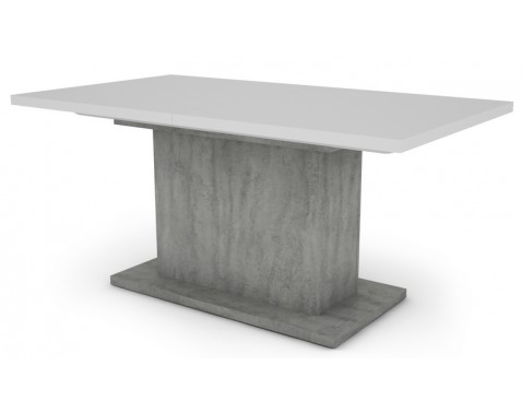 Jedálenský stôl Paulo 160x90 cm  biely beton  rozkladací 