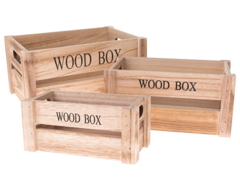 Sada úložných boxov (3 ks) prírodné drevo 