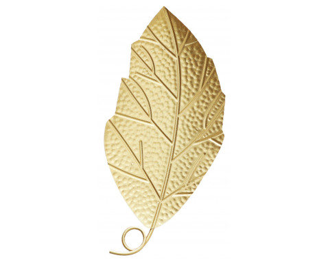 Kovová nástenná dekorácia Zlatý list  30x55 cm 