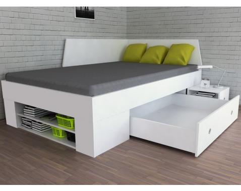 Úložná posteľ so zástenou Junior 120x200 cm  biela 
