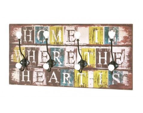 Nástenný vešiakový panel Home Heart Medi  vintage 