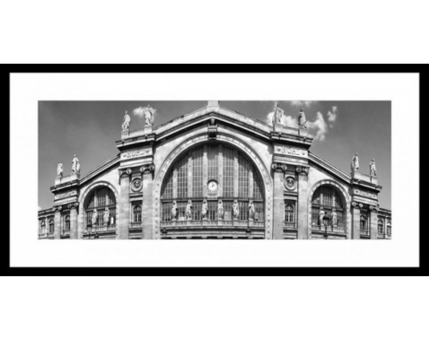 Rámovaný obraz Gare du Nord 80x40 cm  čiernobiely 