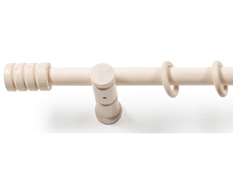 Záclonová tyč s háčikmi Rullo 240 cm  biele drevo 