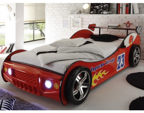 Detská posteľ Energy 90x200 cm  červená pretekárska postel s osvetlením 