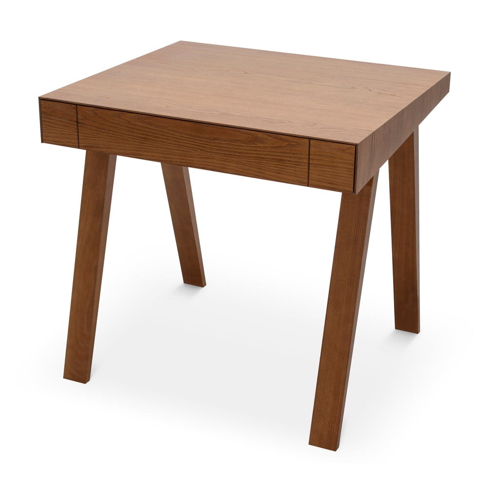 Hnedý stôl s nohami z jaseňového dreva EMKO 49 80 x 70 cm