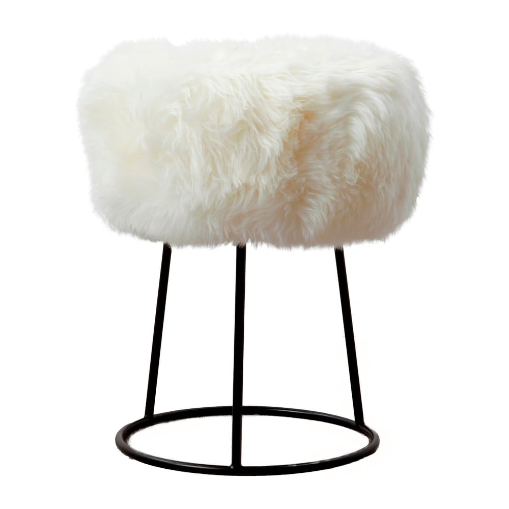 Stolička s bielym sedadlom z ovčej kožušiny Native Natural ⌀ 36 cm