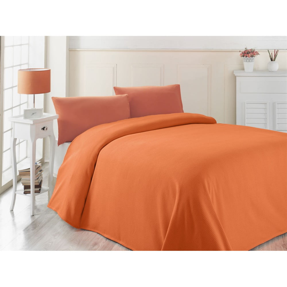 Oranžová ľahká prikrývka cez posteľ Oranj 200 x 230 cm