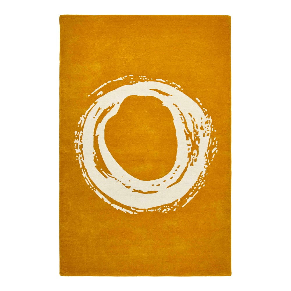 Horčicovožltý vlnený koberec Think Rugs Elements Circle 120 x 170 cm