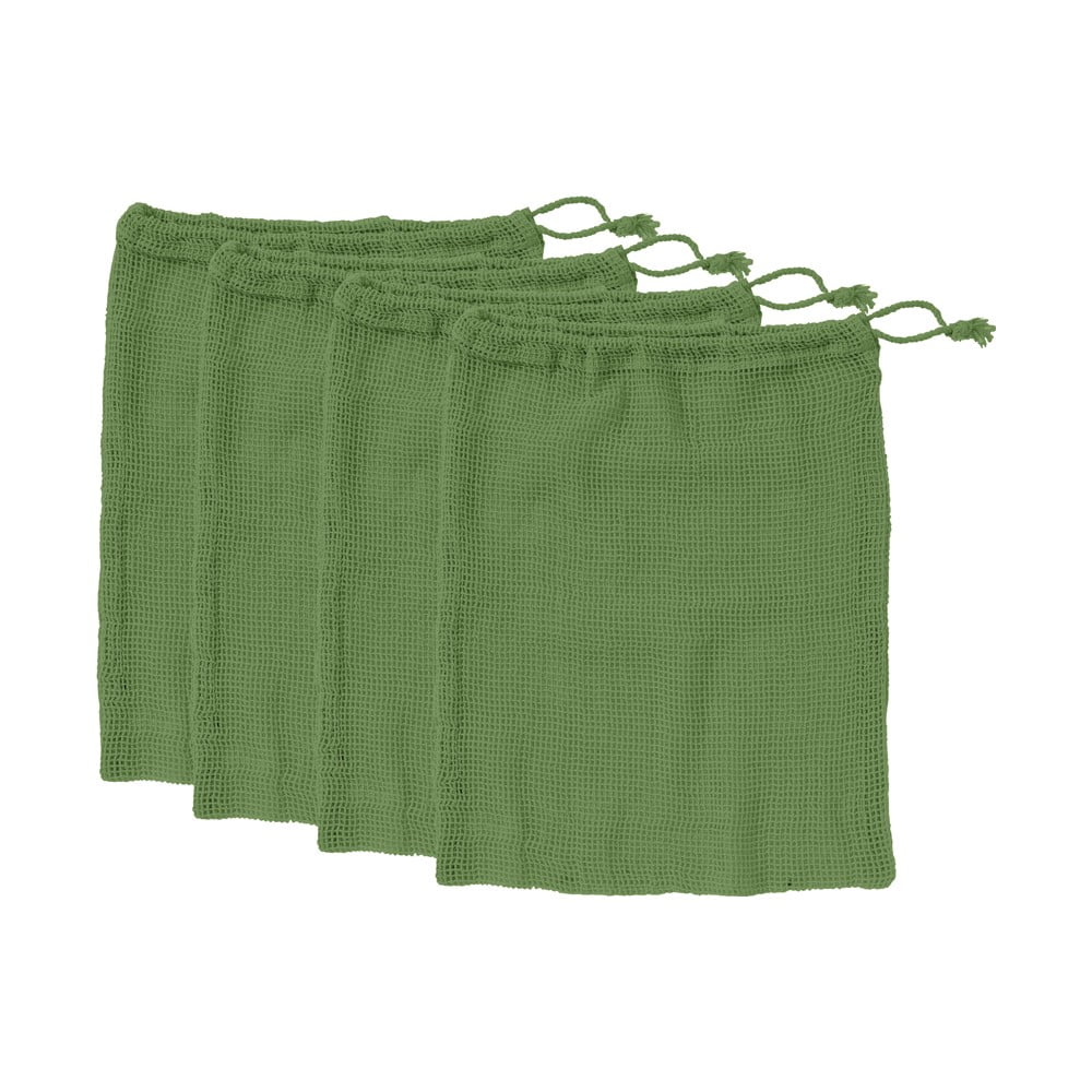 Súprava 4 zelených desiatových vreciek z recyklovanej bavlny Ladelle Eco 30 x 40 cm