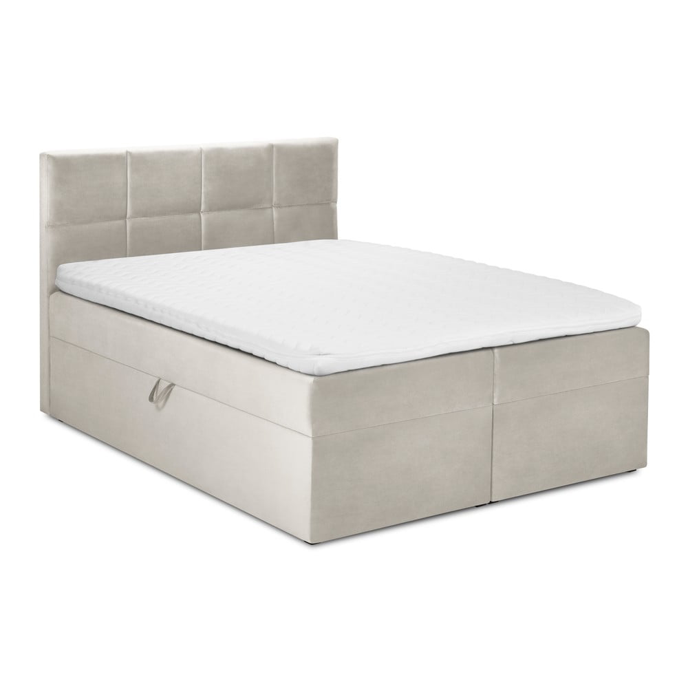 Béžová zamatová dvojlôžková posteľ Mazzini Beds Mimicry 200 x 200 cm