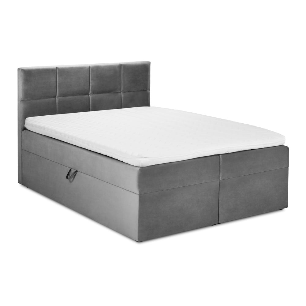 Sivá zamatová dvojlôžková posteľ Mazzini Beds Mimicry 200 x 200 cm