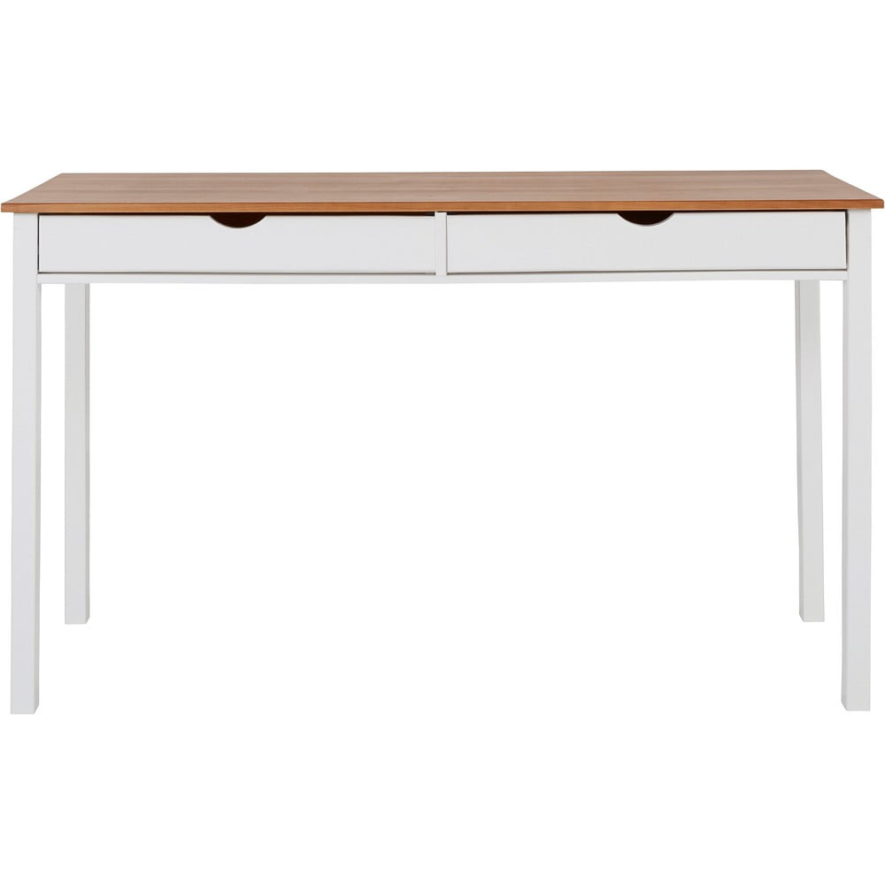 Bielo-hnedý pracovný stôl Støraa Gava dĺžka 140 cm