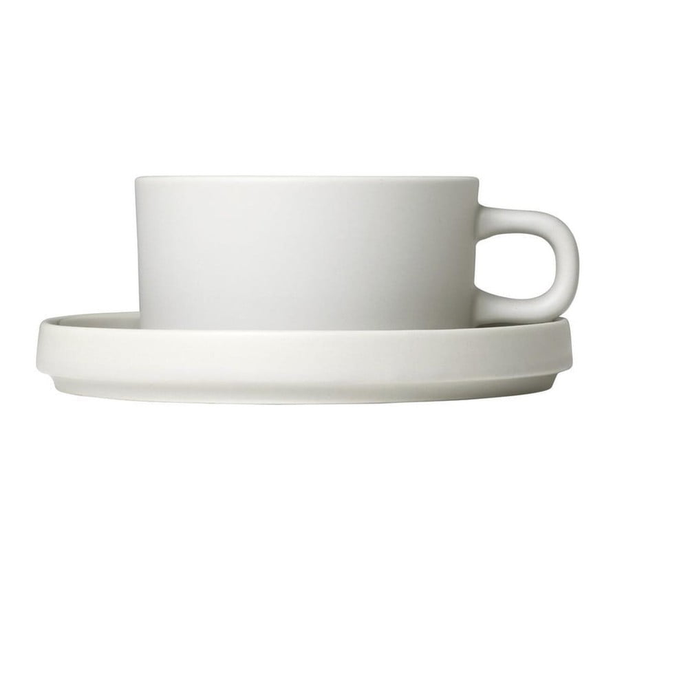 Súprava 2 bielych keramických šálok na kávu s tanierikmi Blomus Pilar 170 ml