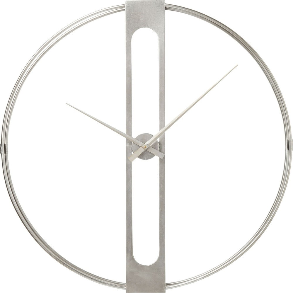 Nástenné hodiny v striebornej farbe Kare Design Clip priemer 60 cm