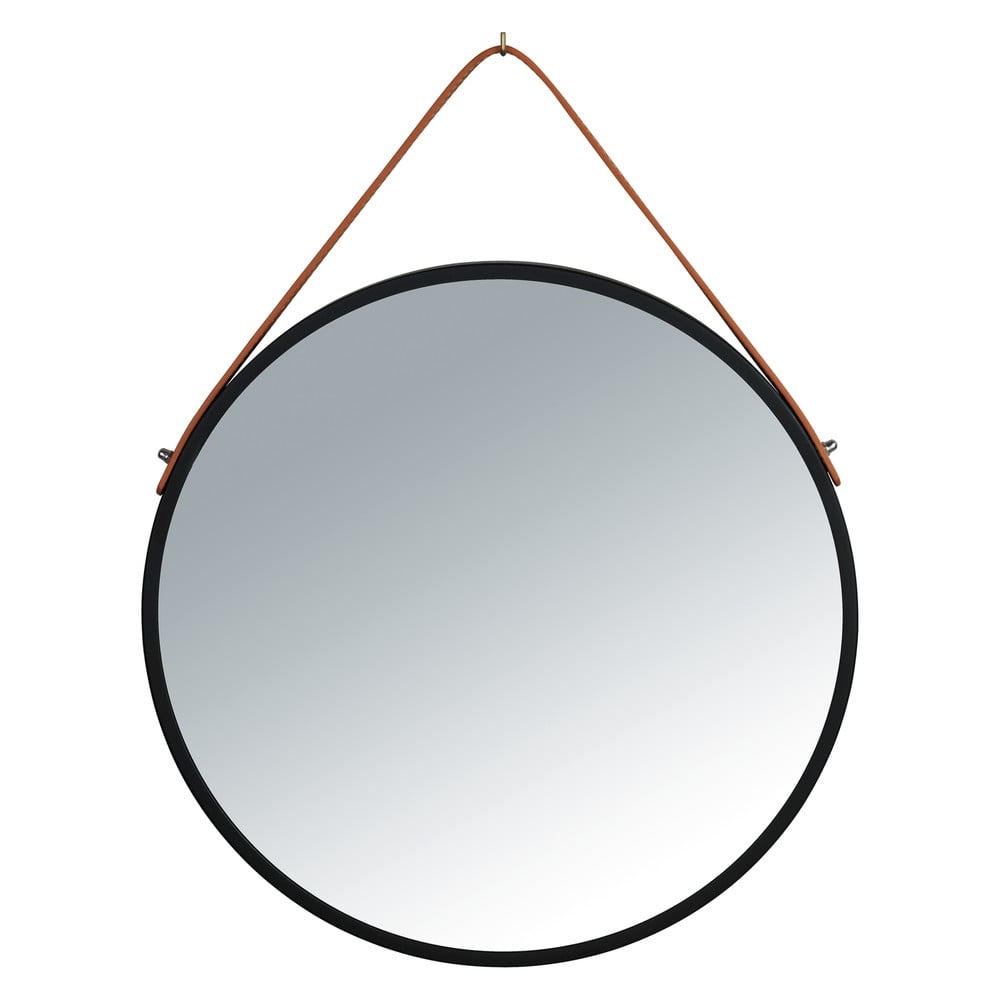 Čierne závesné zrkadlo Wenko Borrone ø 40 cm