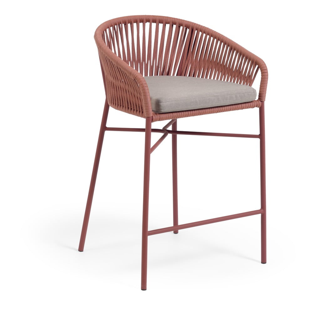 Záhradná barová stolička s výpletom vo farbe terakota Kave Home Yanet výška 85 cm