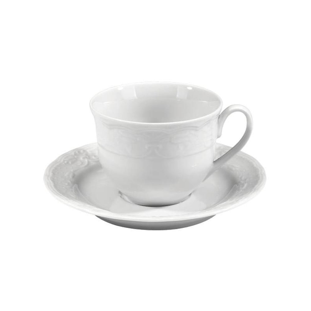 Sada 6 šálok s tanierikom z bieleho porcelánu Kutahya Concept 50 ml